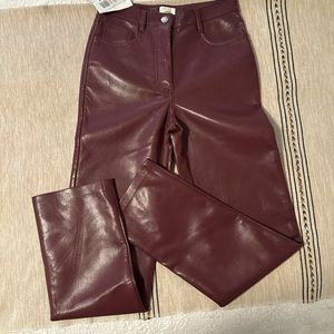 NWT Wilfred Faux Leather Pants - Maroon
